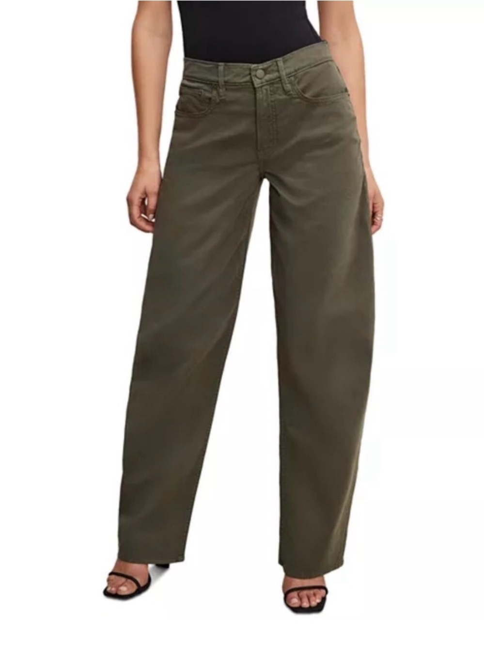 Good American Good Barrel High Waist Relaxed Barrel in Olive Green